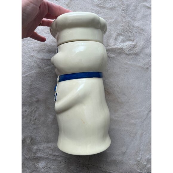Pillsbury Doughboy Ceramic Cookie Jar 12" White & Blue Vintage Kitchen Decor - Picture 2 of 9
